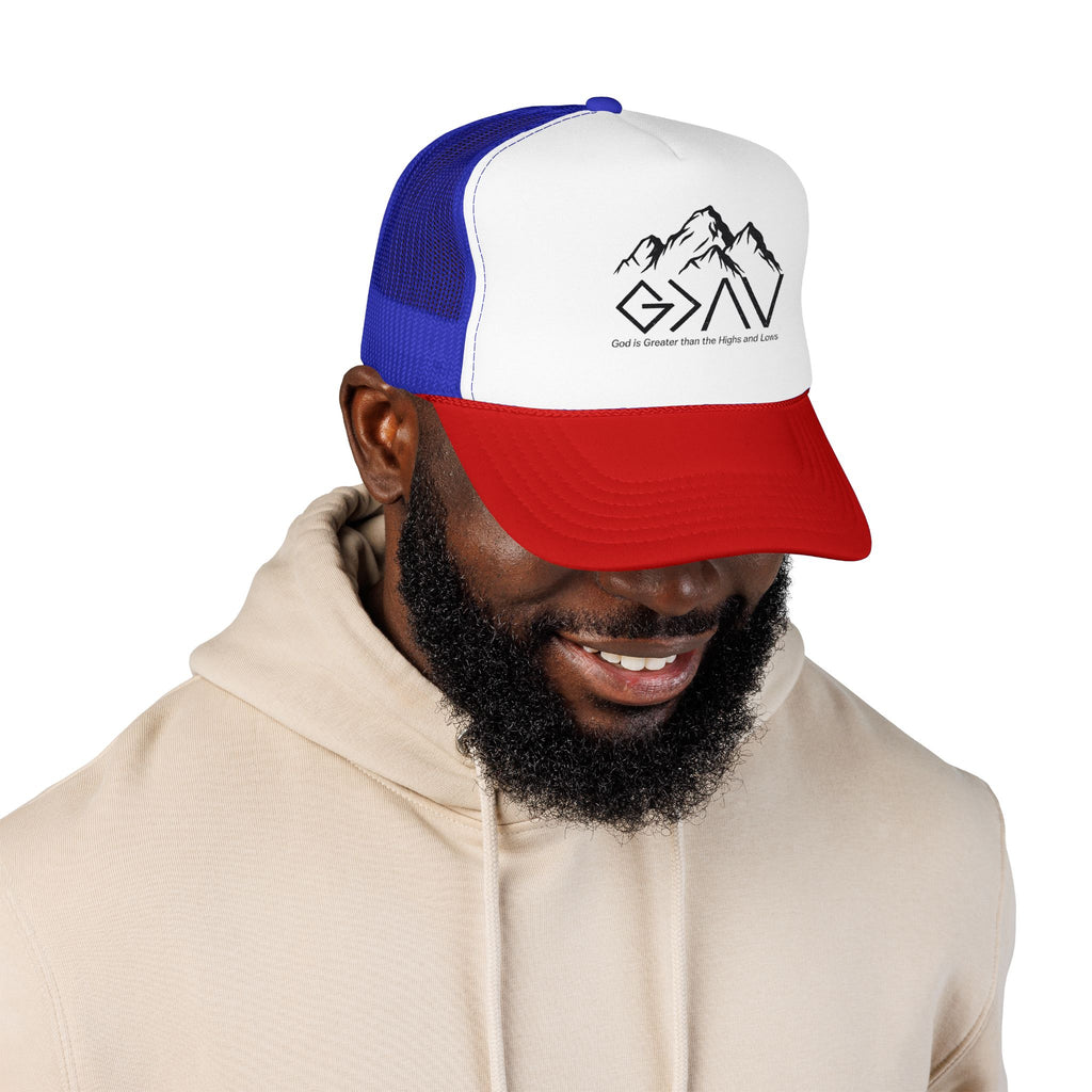 God is Greater Trucker Hat | Crown First