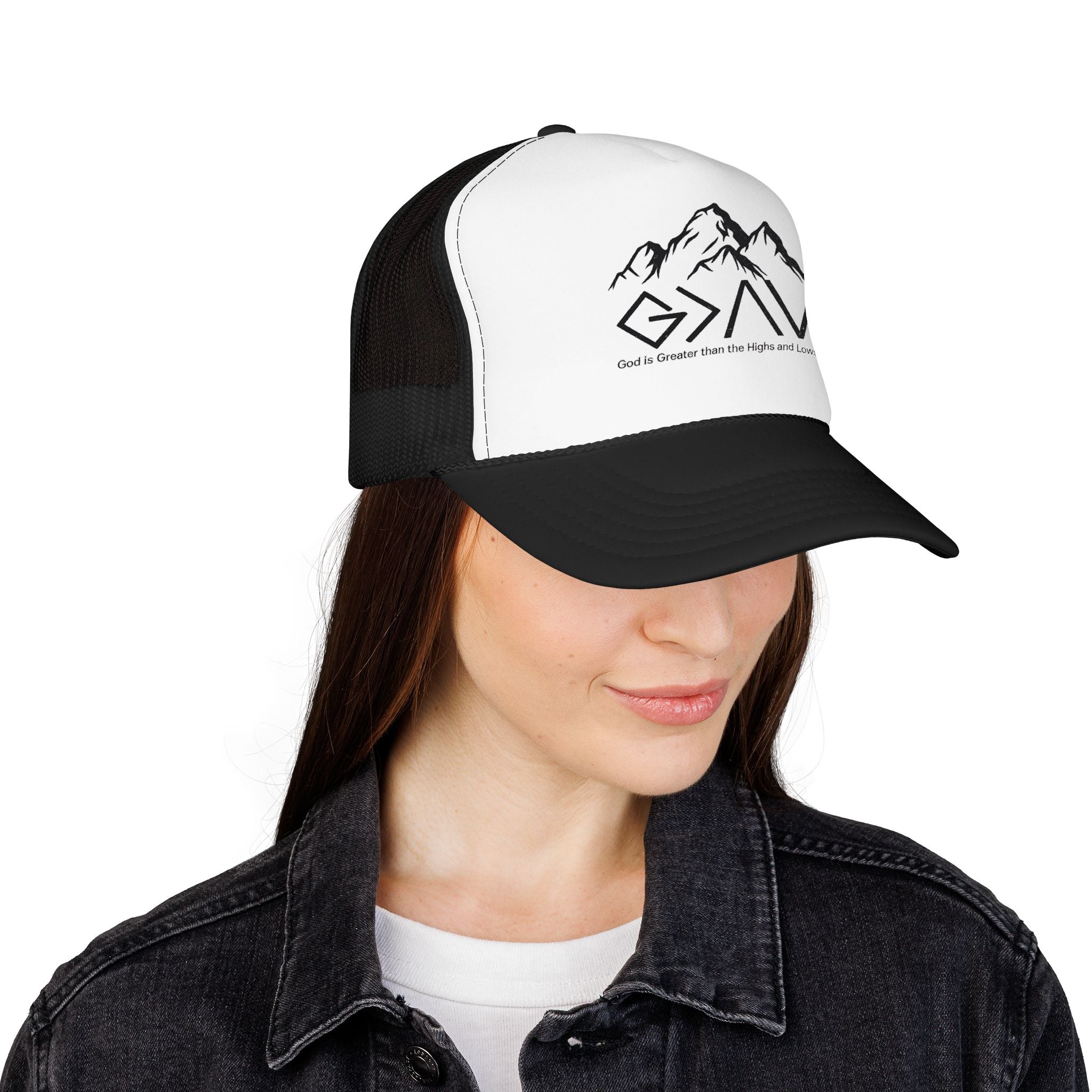 God is Greater Trucker Hat | Crown First