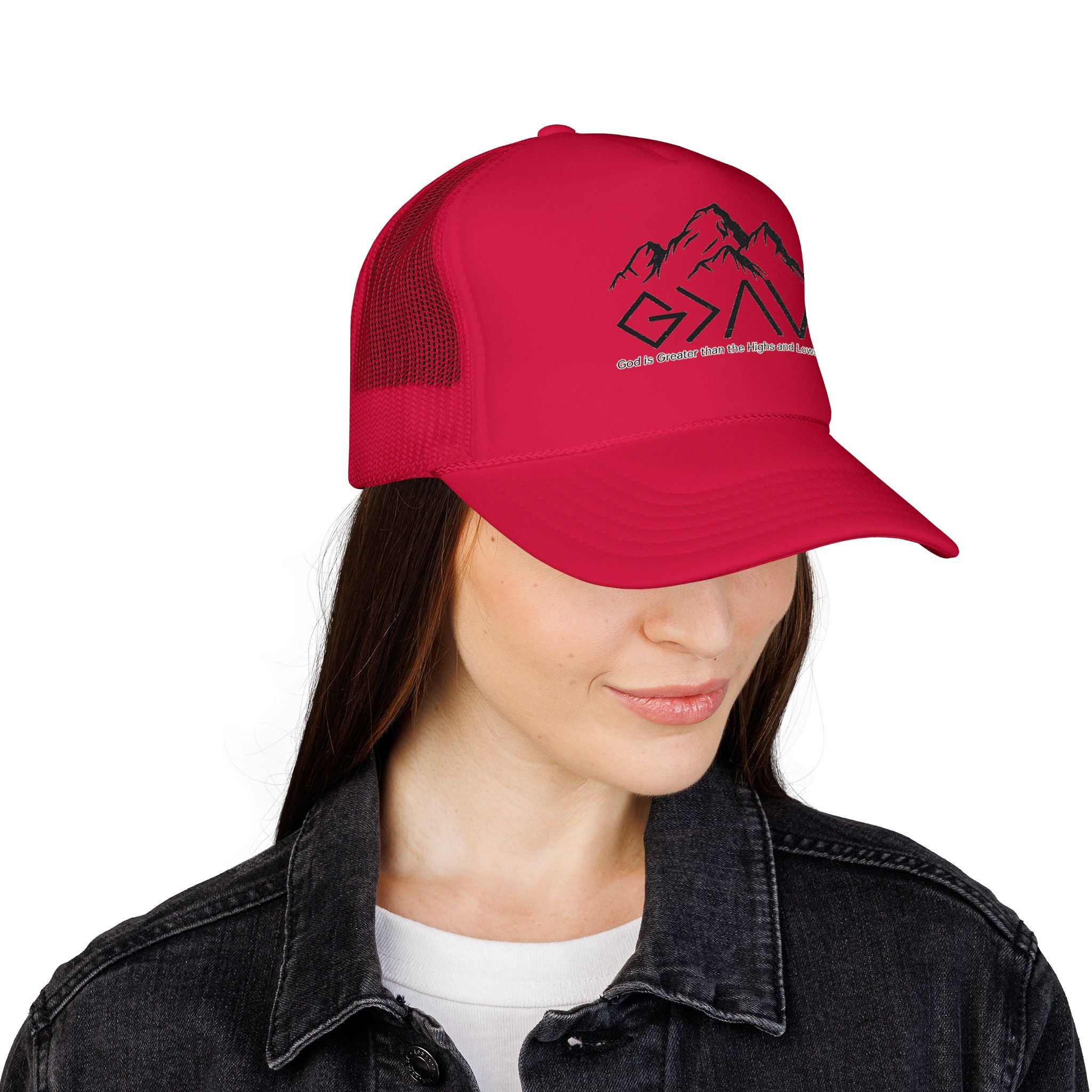God is Greater Trucker Hat | Crown First