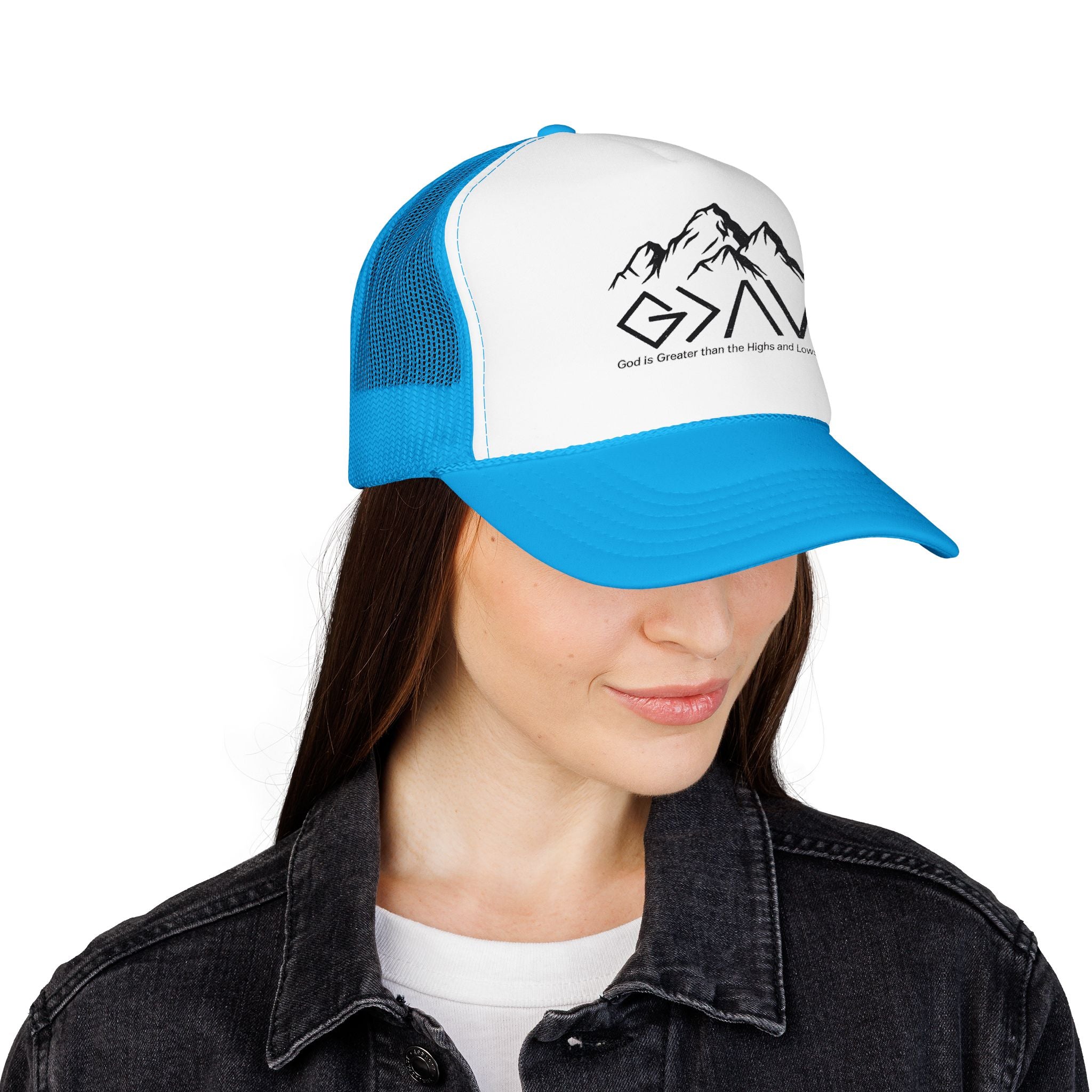 God is Greater Trucker Hat | Crown First
