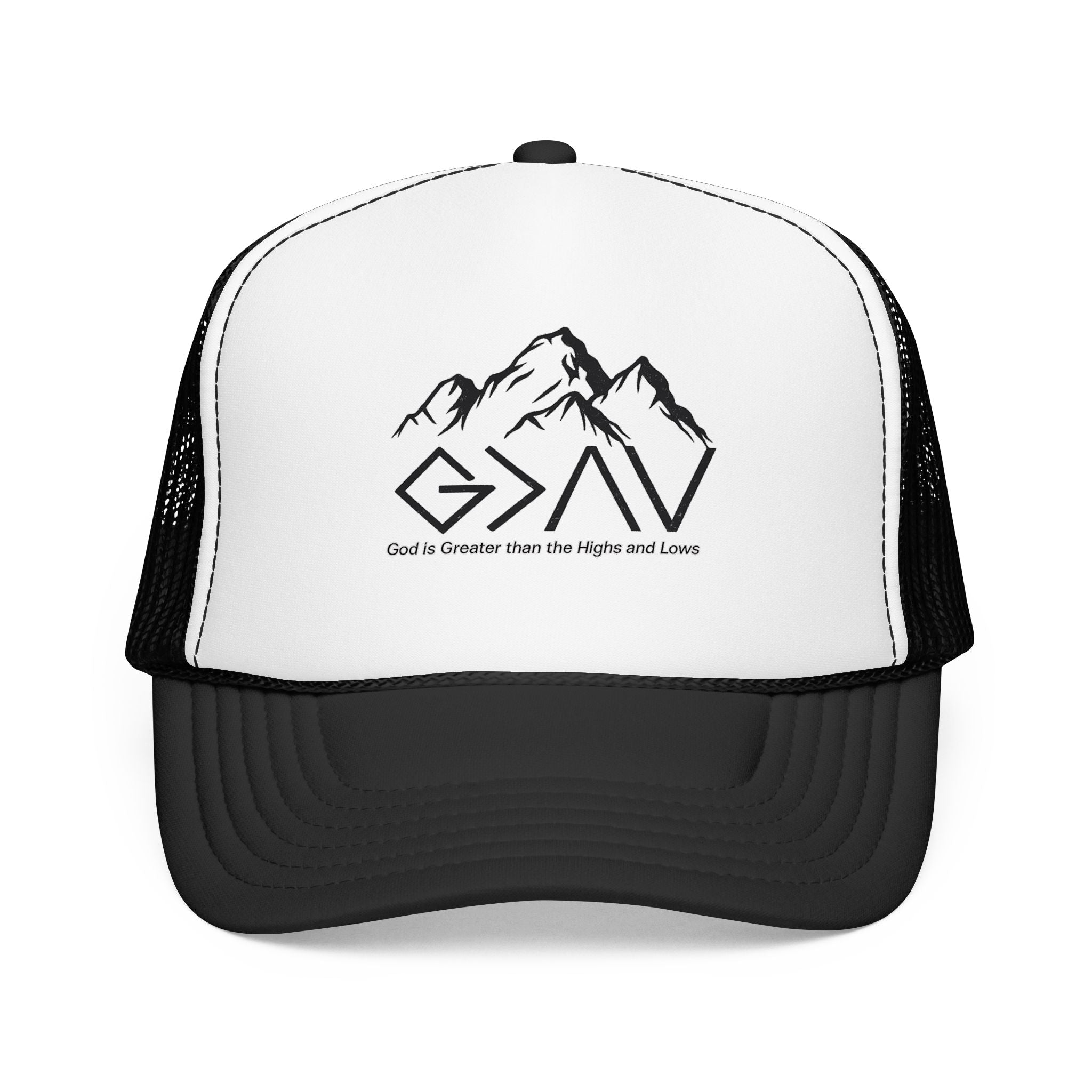 God is Greater Trucker Hat | Crown First